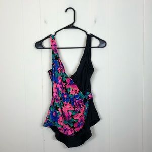 Vintage 80s Jantzen Floral One Piece Swimsuit Sz S